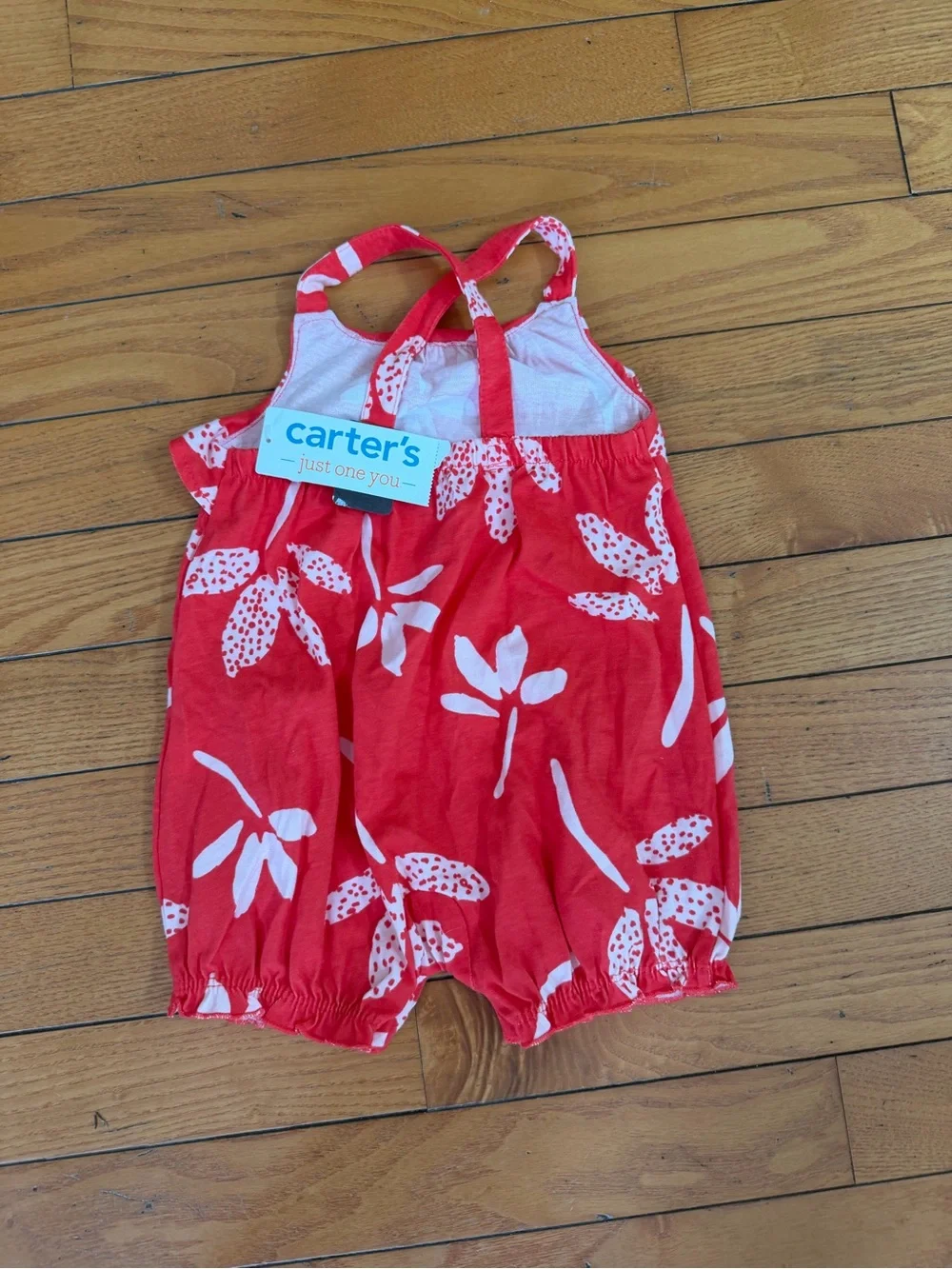 Carter's Red Floral Strap Bubble One-Piece 3 month NWT